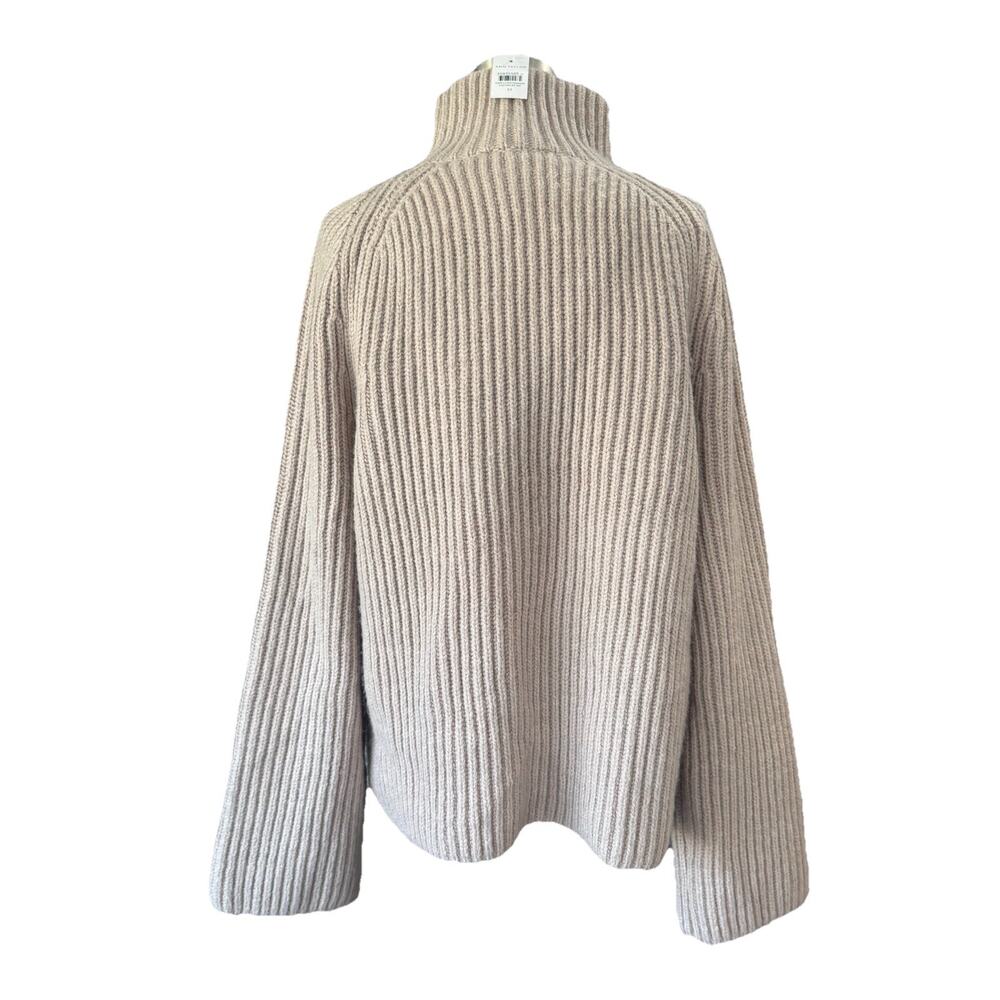 Ann Taylor Beige Heavy Knit Ribbed Mock Neck Tunic Sweater NEW Size Medium - Picture 4 of 10